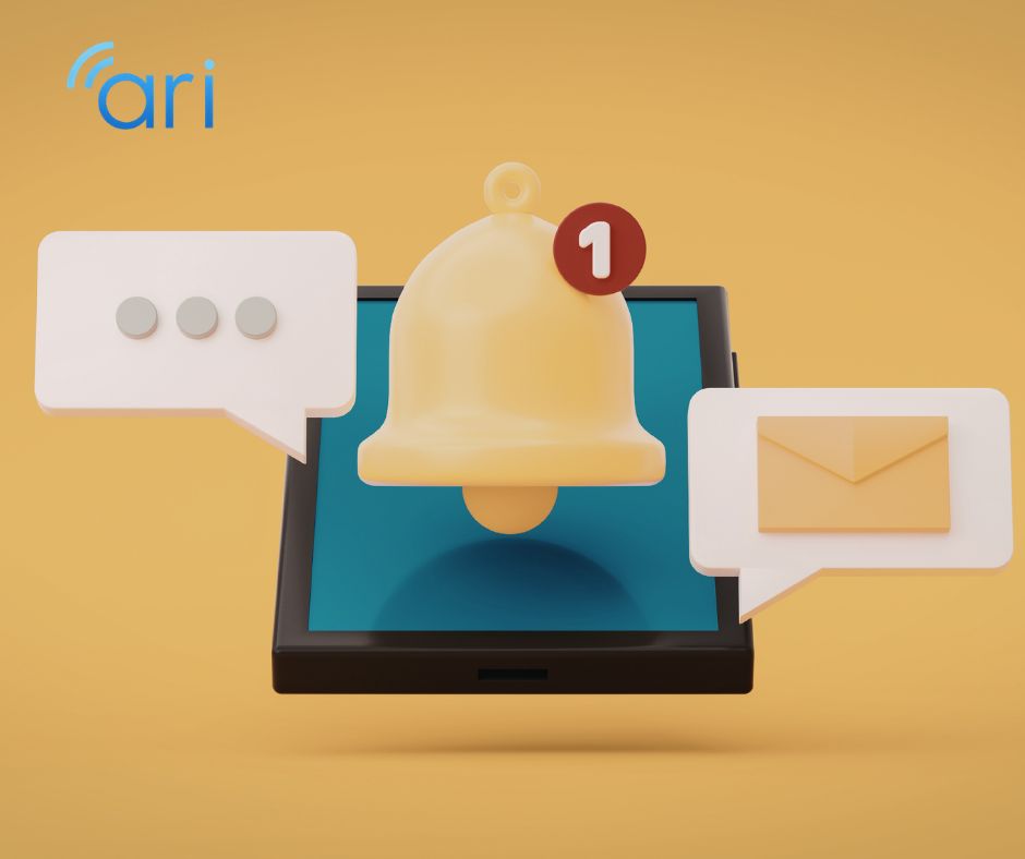 Three notification style emojis representing common digital alerts, including symbols typically used to indicate a new message or system notification.